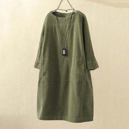 Comfy Corduroy Women's Long Sleeve Dress