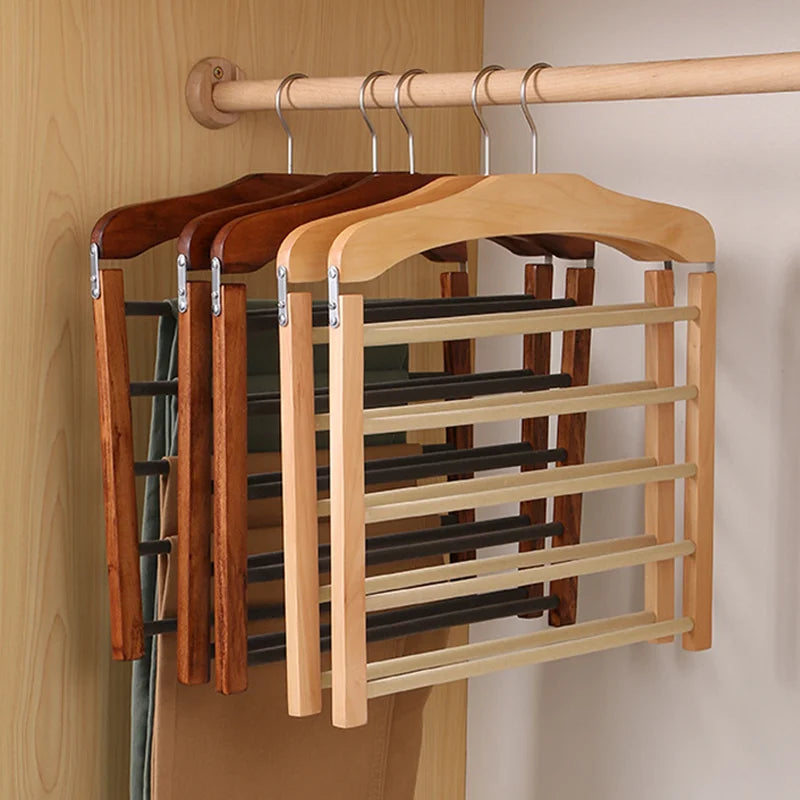 Contemporary Walnut Wood Multi-Bar Pant Hanger