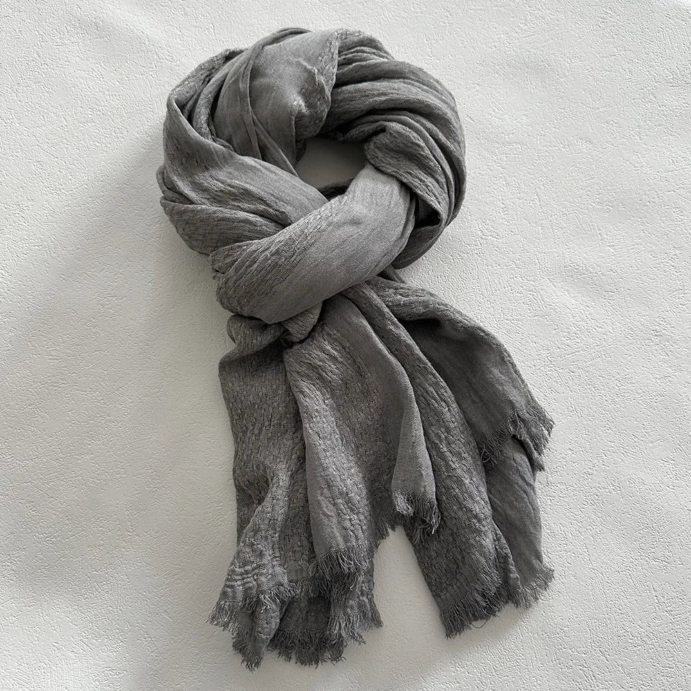 Soft Linen Lightweight Frayed Edge Scarf