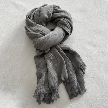 Soft Linen Lightweight Frayed Edge Scarf
