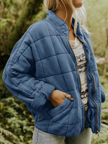 Women's Padded Coat with Zip and Pocket Details
