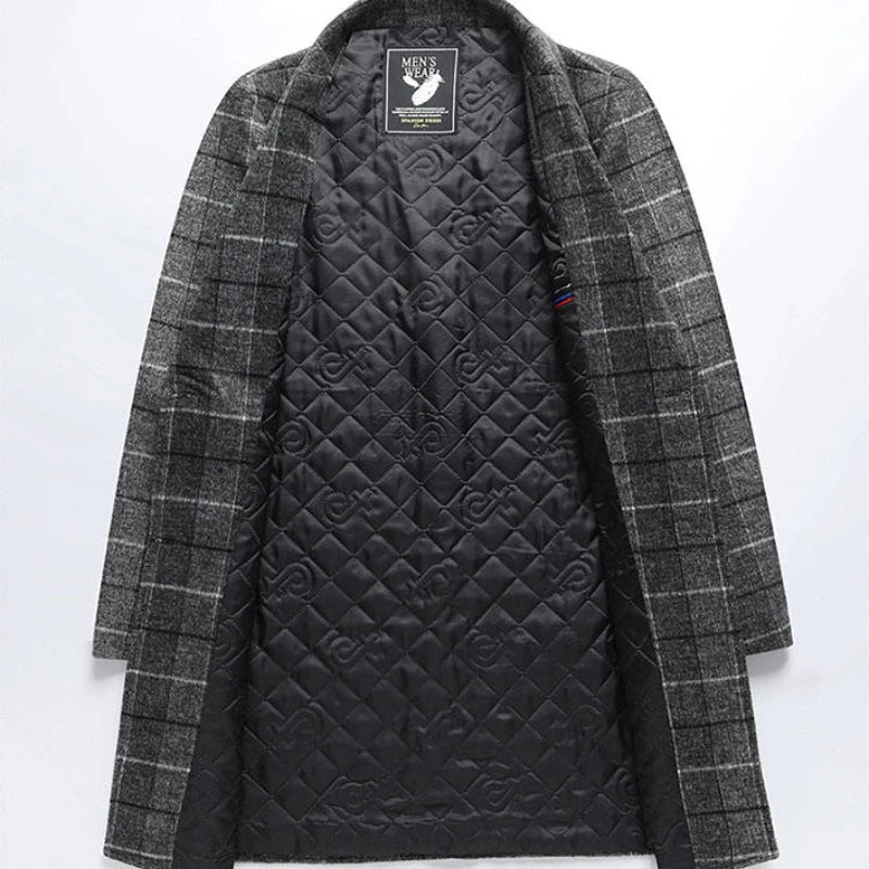 Warm Plaid Wool Winter Coat