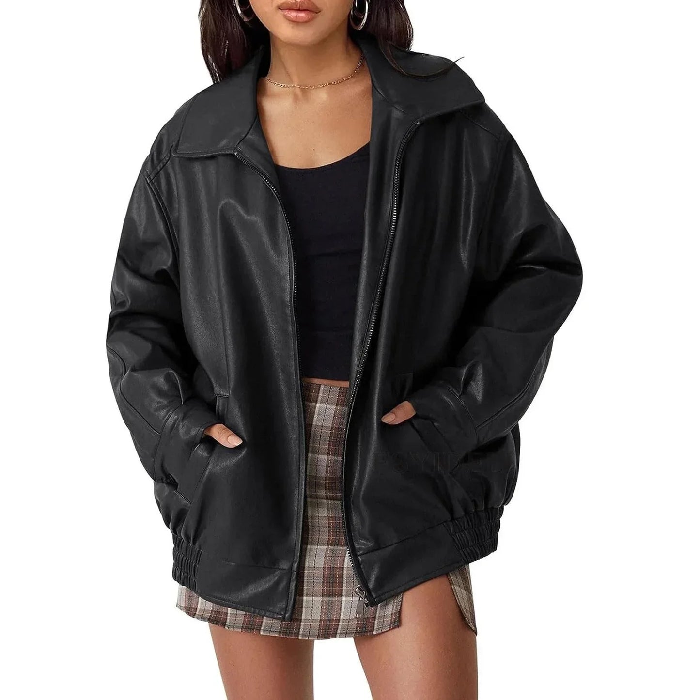 Large Genuine Leather Biker Jacket