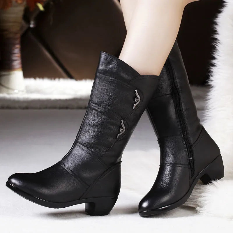 Tall Womens Leather Knee High Boots - Olytrend
