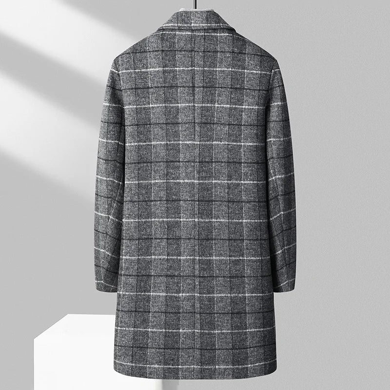 Warm Plaid Wool Winter Coat