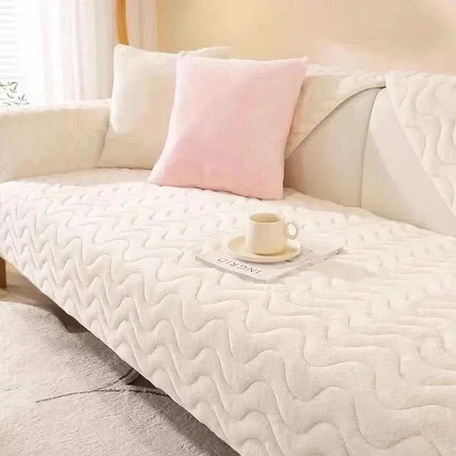 Contemporary Ribbed Sofa Cover With Non-Slip Backing