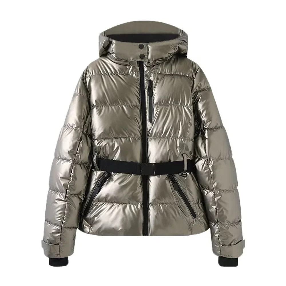 Warm Women's Puffer Coat with Adjustable Waist Belt