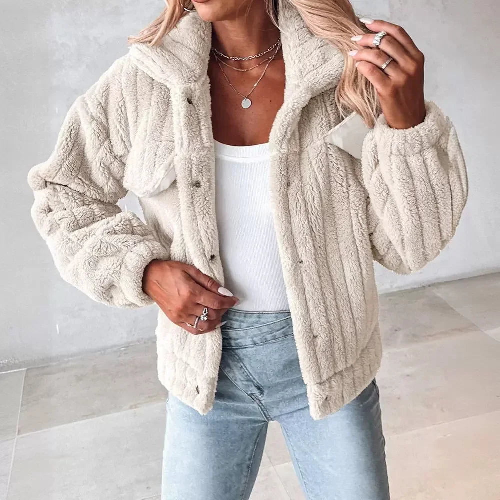 Quilted Faux Fur Denim Jacket