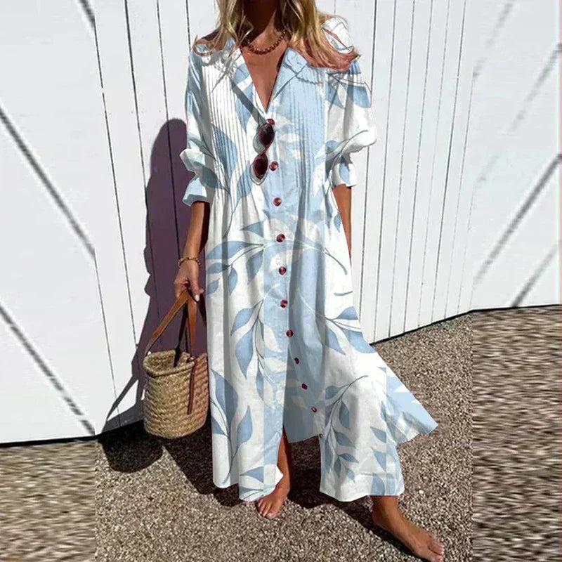 Ladies Long Sleeve Floral Maxi Dress