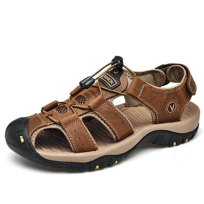Rugged Men's Genuine Leather Hiking Sandals