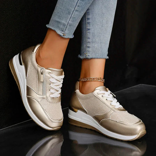 Elevated Lace Up Metal Trim Sneakers - Nocini