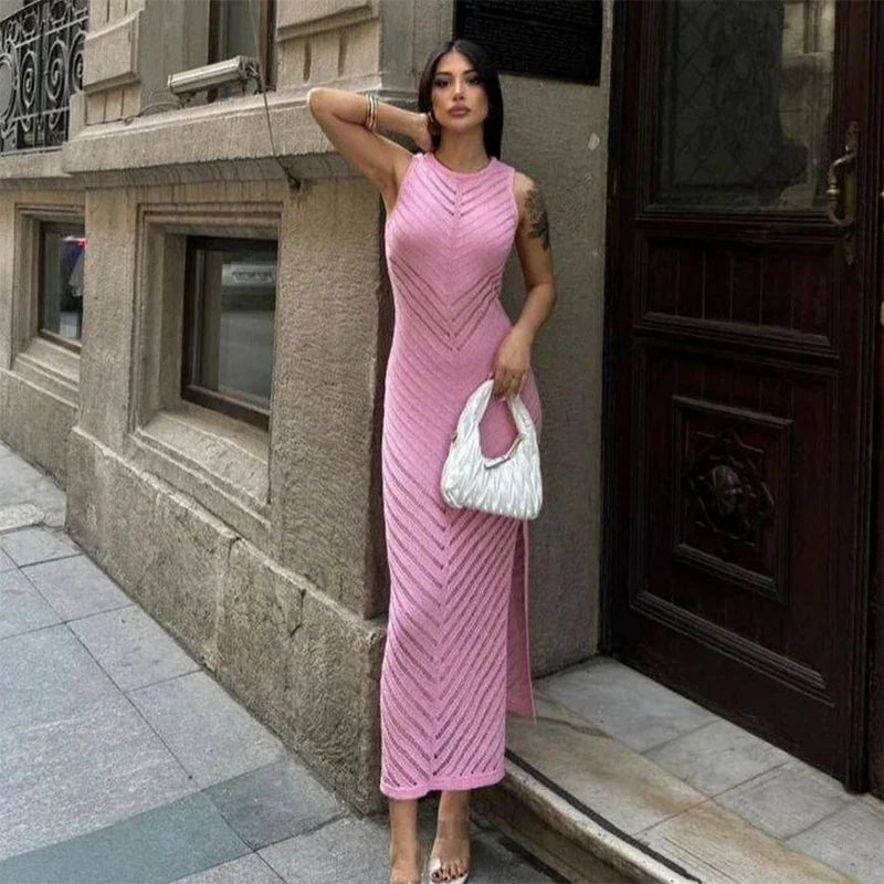 Fitted Women's Mesh Long Sleeve Dress