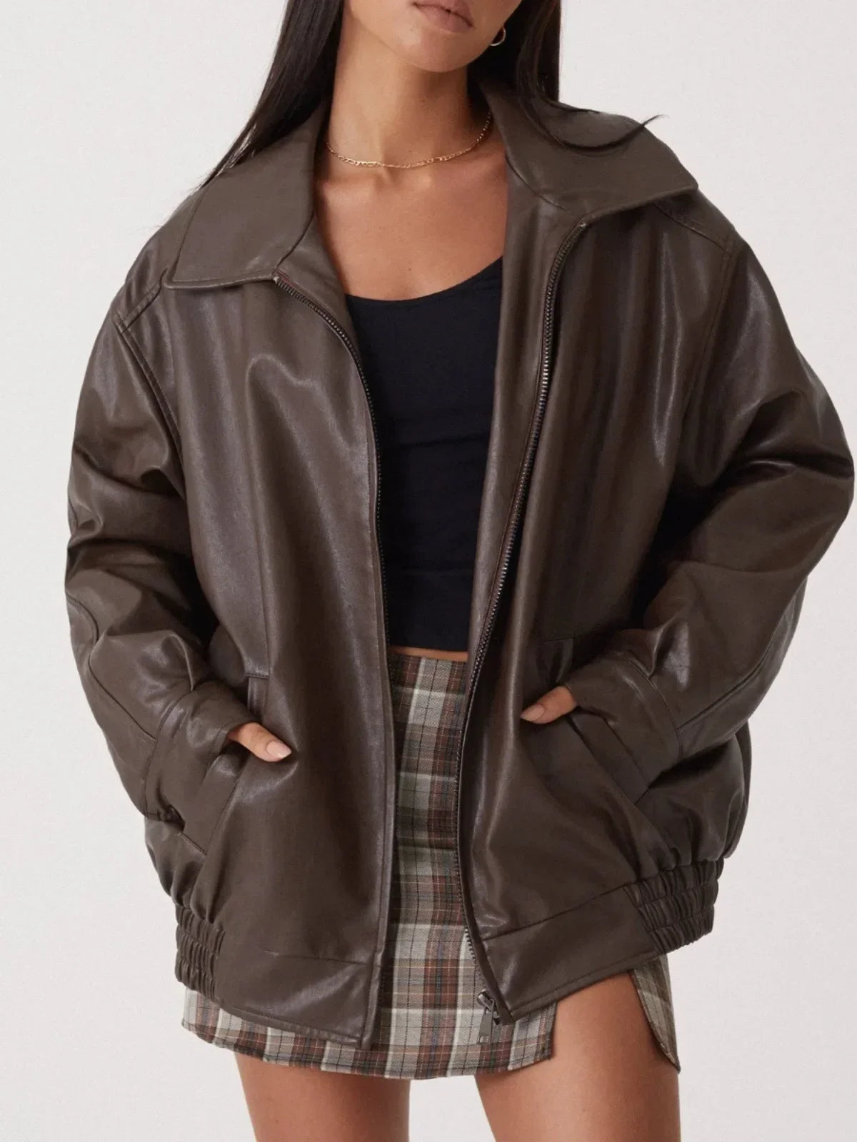 Large Genuine Leather Biker Jacket