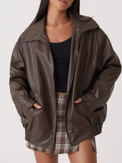 Large Genuine Leather Biker Jacket