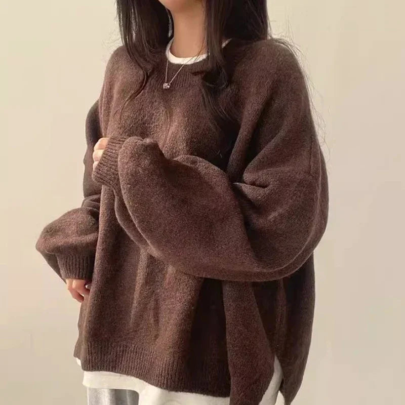 Cozy Large Knit Crew Sweater - Nocini