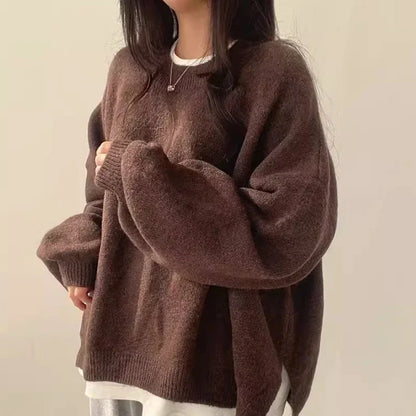 Cozy Large Knit Crew Sweater - Nocini