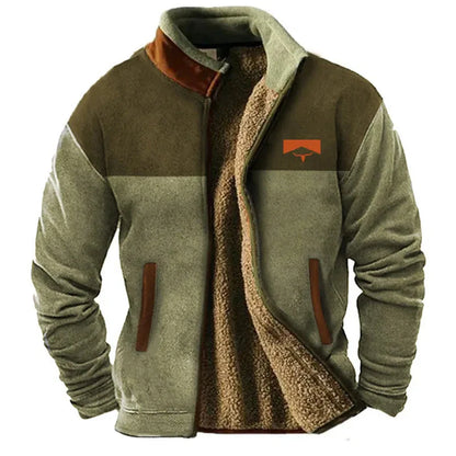 Casual Block Pattern Mens Jacket - Soft Warm Coat - Nocini