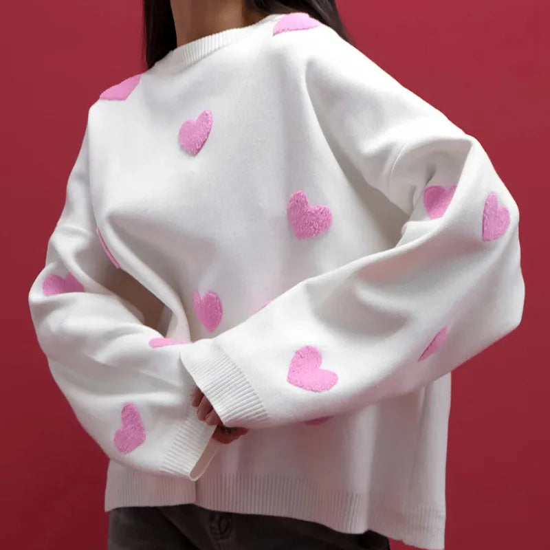 Lovely Heart Pattern Sweater