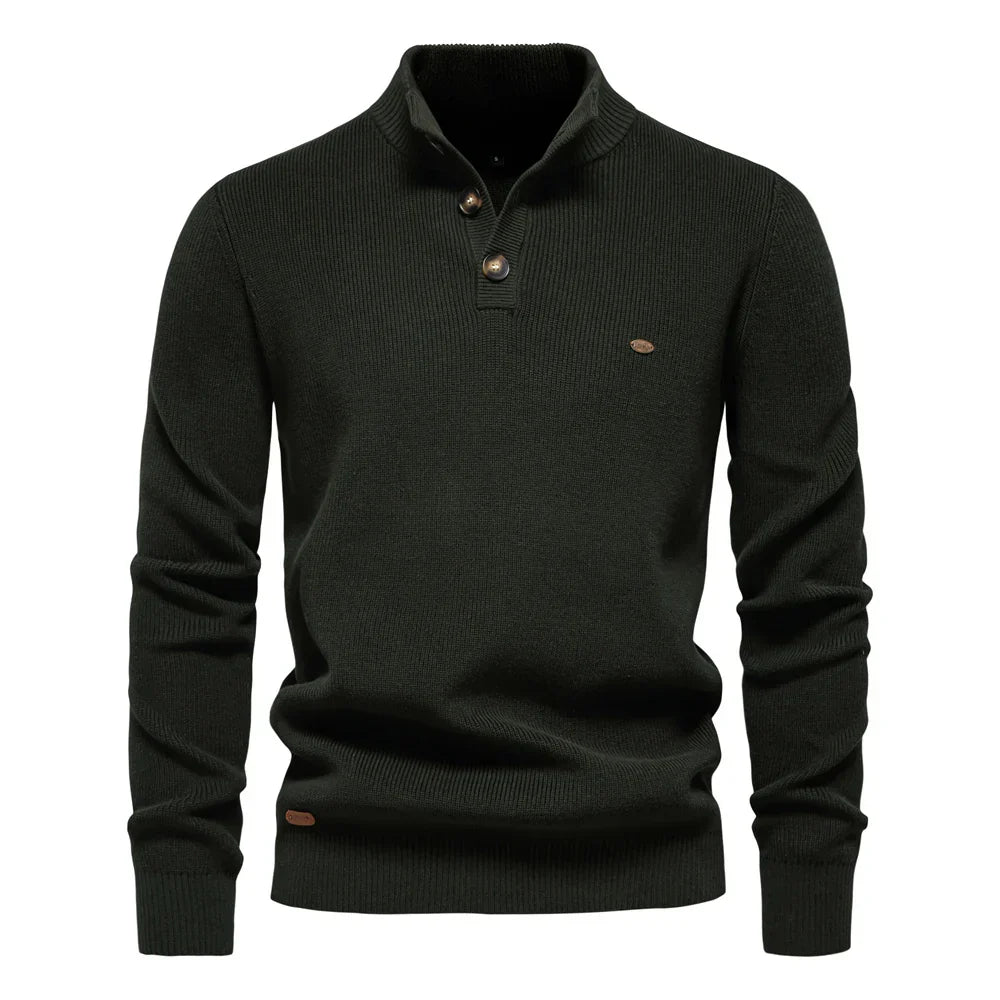 Classic Wooden Button Crew Sweater