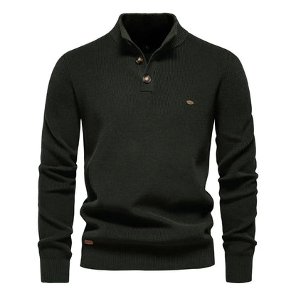 Classic Wooden Button Crew Sweater