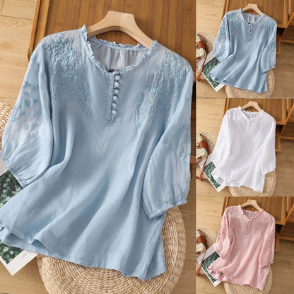 Pretty Floral Women's Button Blouse