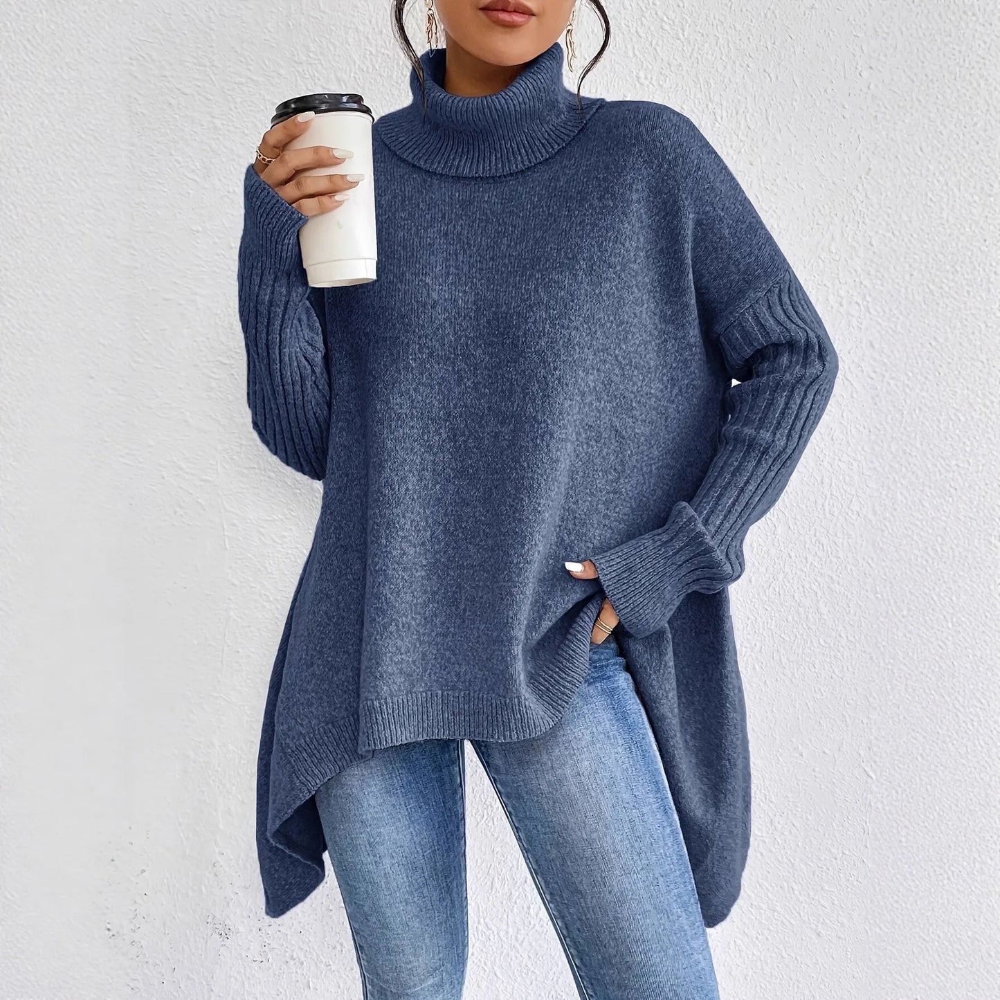 Large Crew Neck Knit Sweater - Nocini