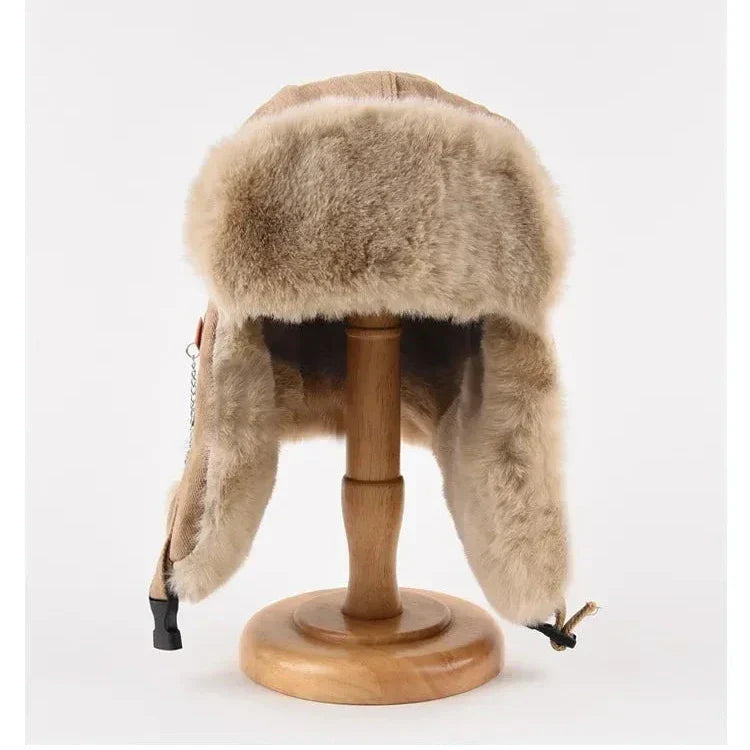 Warm Fur Lined Trapper Hat with Ear Flaps