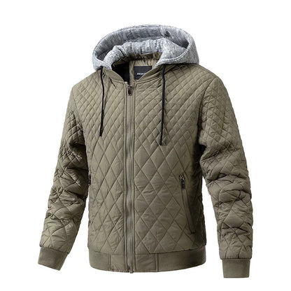 Warm Padded Bomber Jacket with Hood