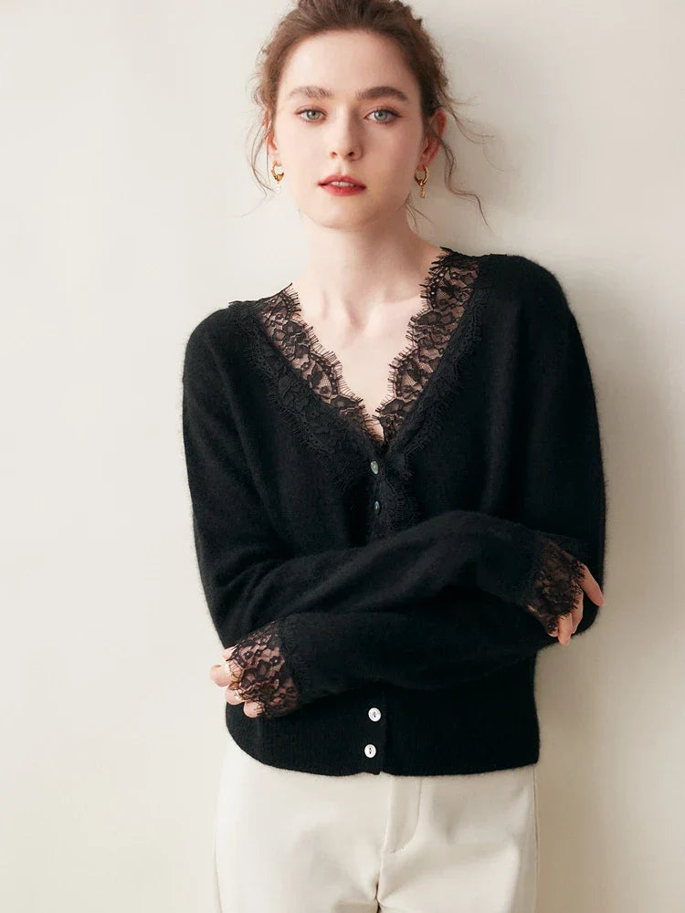 Feminine Lace Cardigan with Button Front