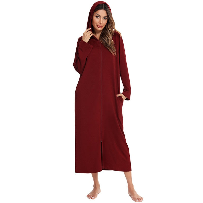Cozy Hooded Sleep Dress for Women
