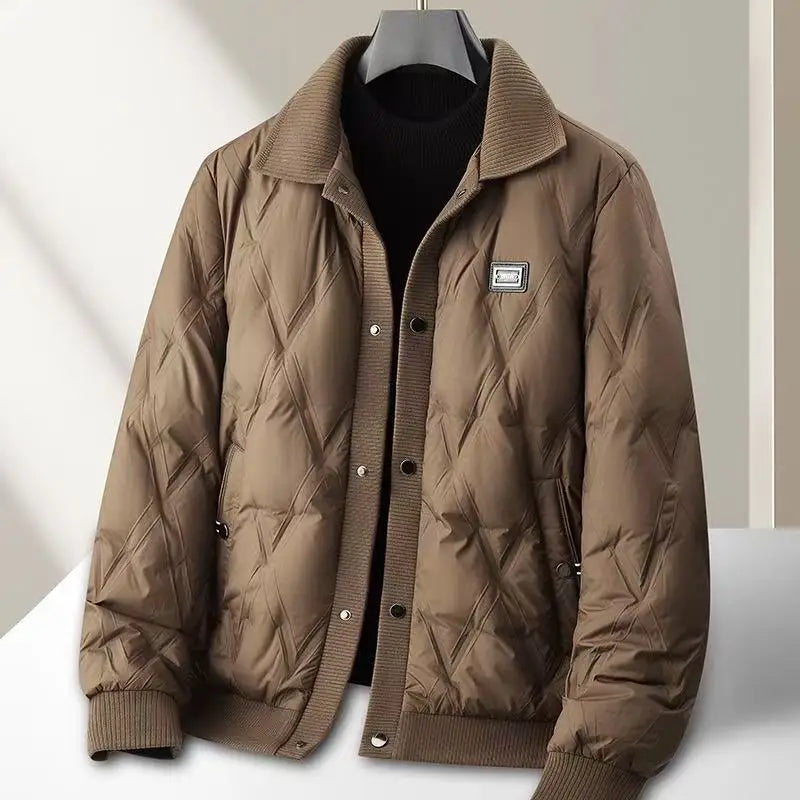 Warm Padded Bomber Jacket with Ribbed Collar - Nocini