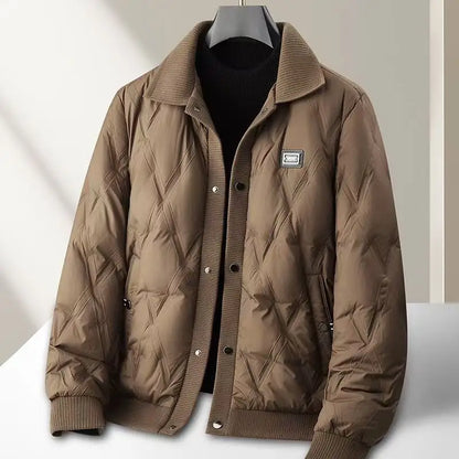Warm Padded Bomber Jacket with Ribbed Collar - Nocini