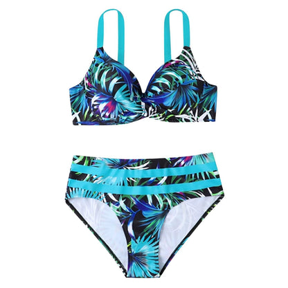 Floral High Waisted Women's Swimsuit Bikini