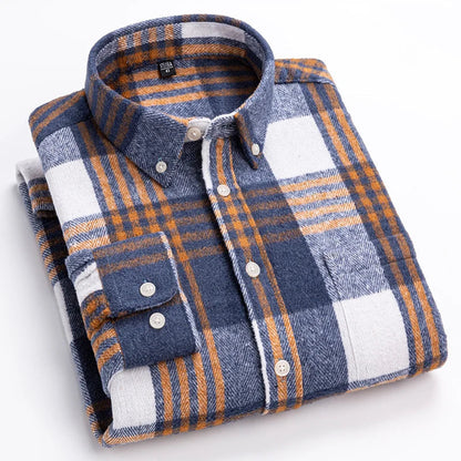 Classic Plaid Dress Shirt for Men with Pocket