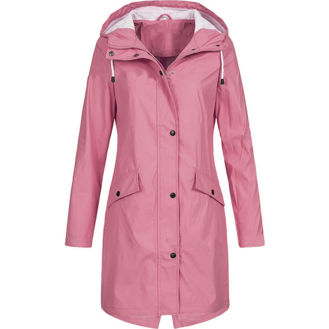 Waterproof Hooded Rain Jacket with Pocket Details - Nocini