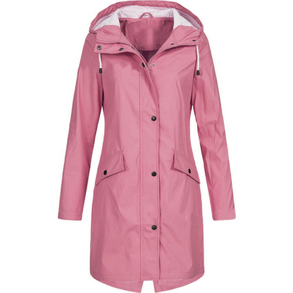 Waterproof Hooded Rain Jacket with Pocket Details - Nocini