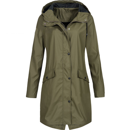 Waterproof Hooded Rain Jacket with Pocket Details