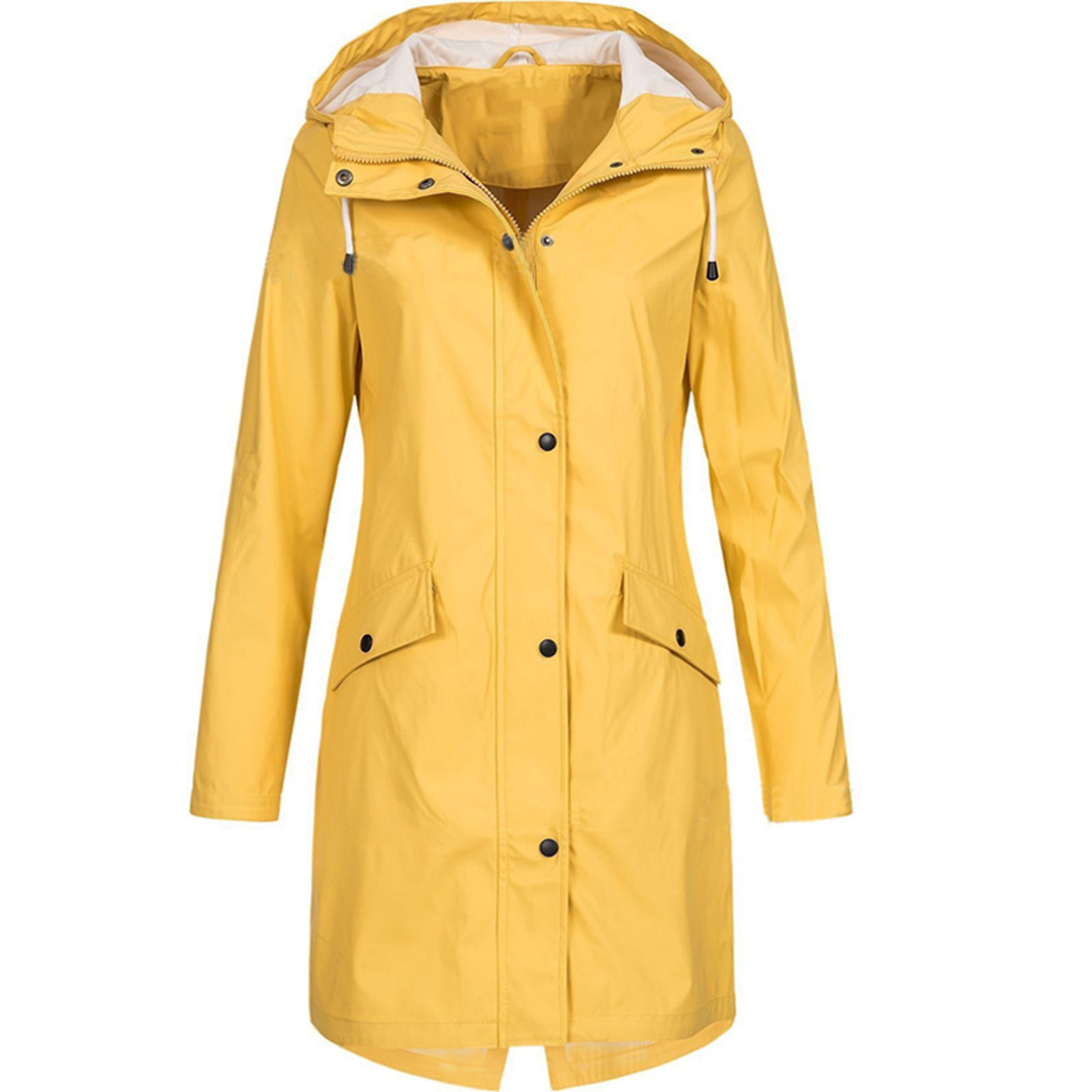 Waterproof Hooded Rain Jacket with Pocket Details