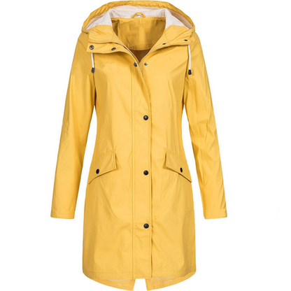 Waterproof Hooded Rain Jacket with Pocket Details