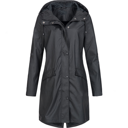 Waterproof Hooded Rain Jacket with Pocket Details
