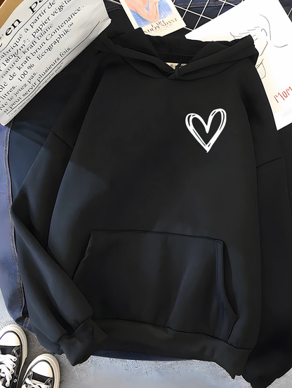 Comfortable Women's Casual Sweatshirt with Heart Design