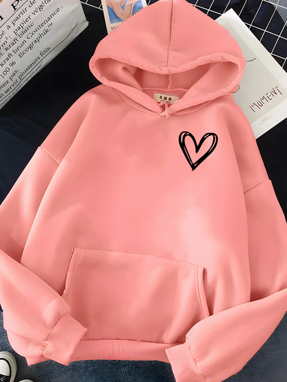 Comfortable Women's Casual Sweatshirt with Heart Design