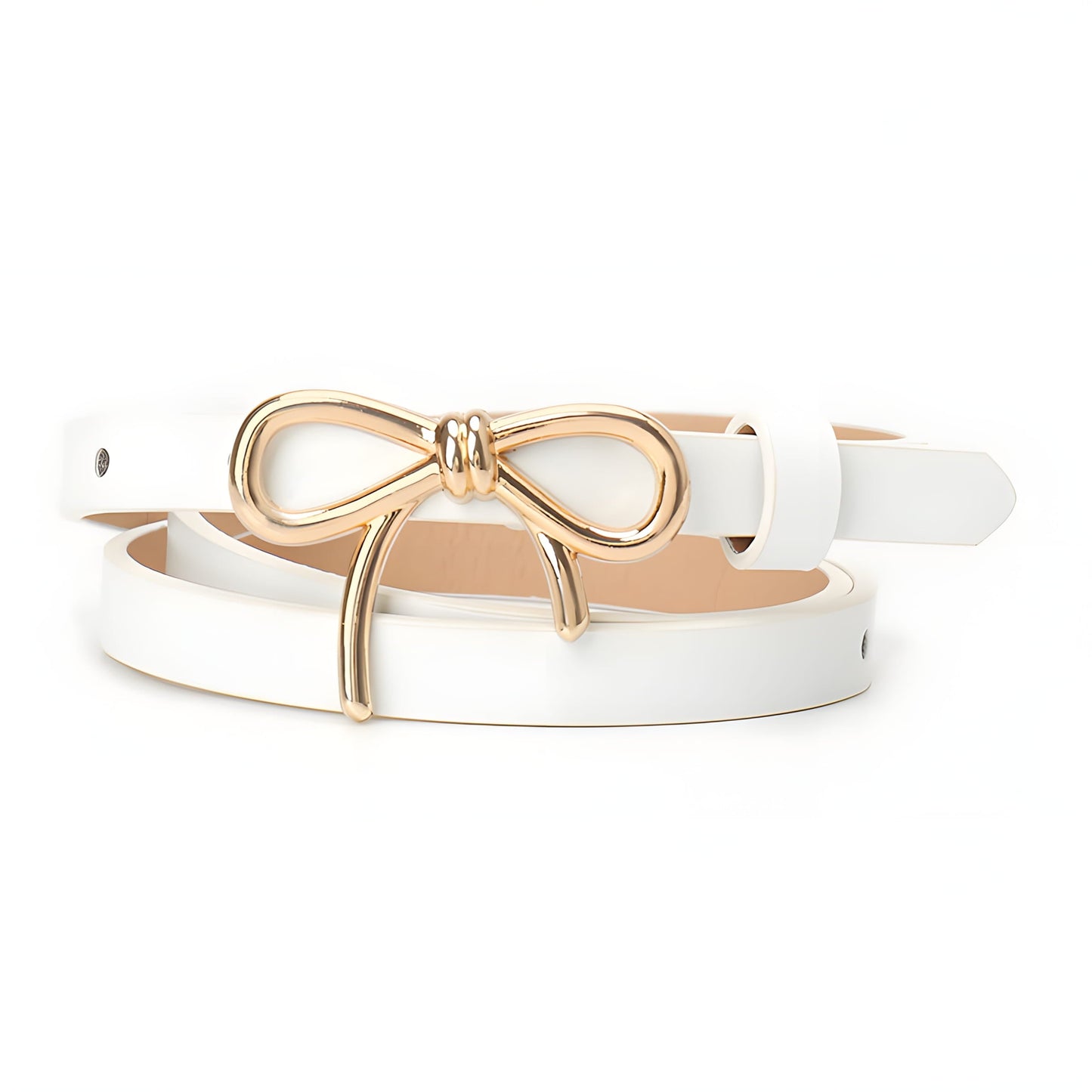 Slim Bow Buckle Leather Belt