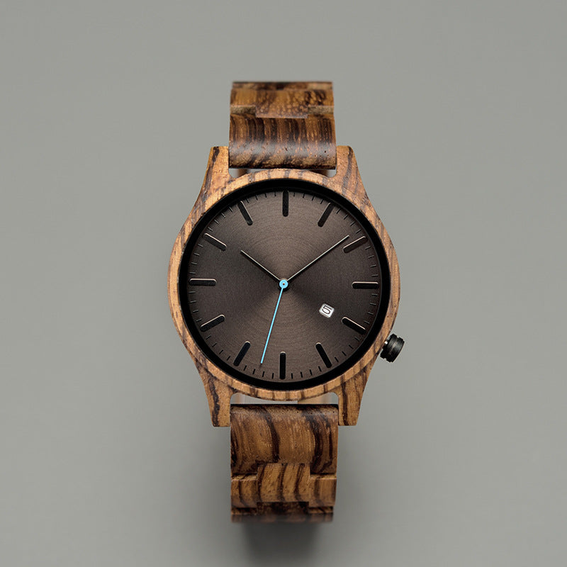 Simple Wooden Quartz Date Watch
