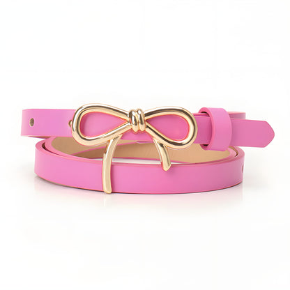 Slim Bow Buckle Leather Belt