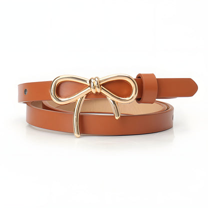 Slim Bow Buckle Leather Belt