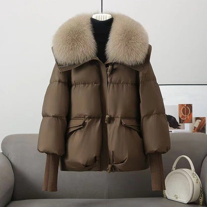 Relaxed Fit Quilted Parka Jacket with Faux Fur Trim - Nocini