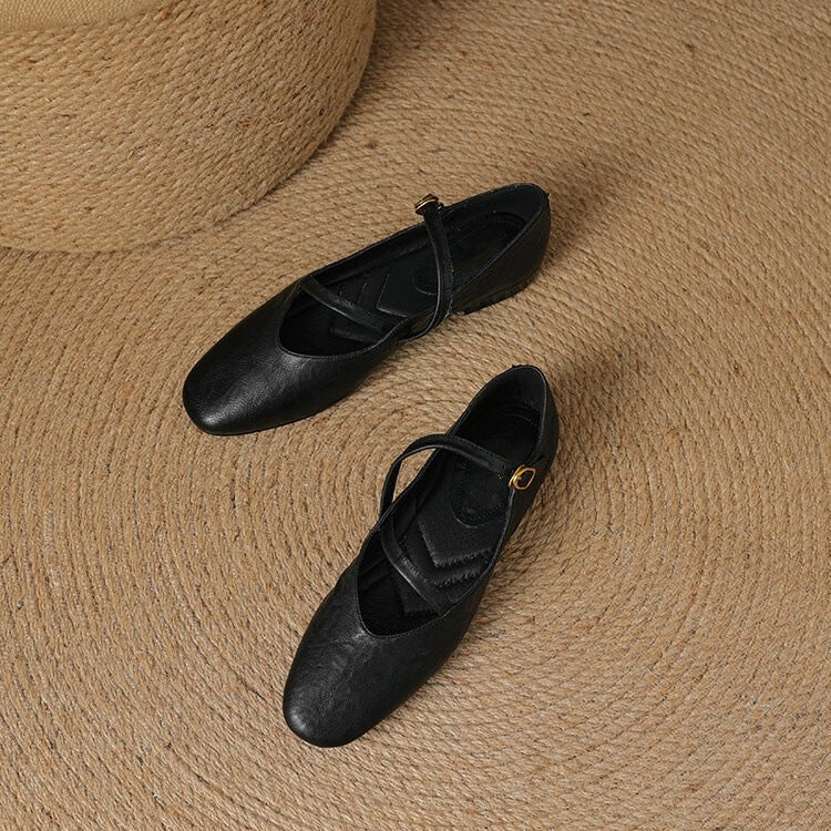 Comfortable Round Toe Strap Ballet Flats for Women