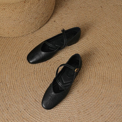 Comfortable Round Toe Strap Ballet Flats for Women