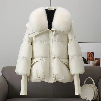 Relaxed Fit Quilted Parka Jacket with Faux Fur Trim